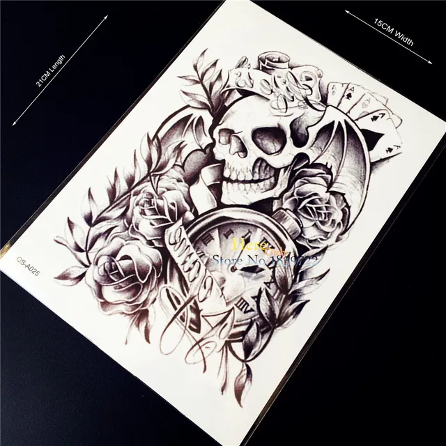 1pc sale black death skull bone head flash waterproof tattoo 1pc sale black death skull bone head flash waterproof tattoo