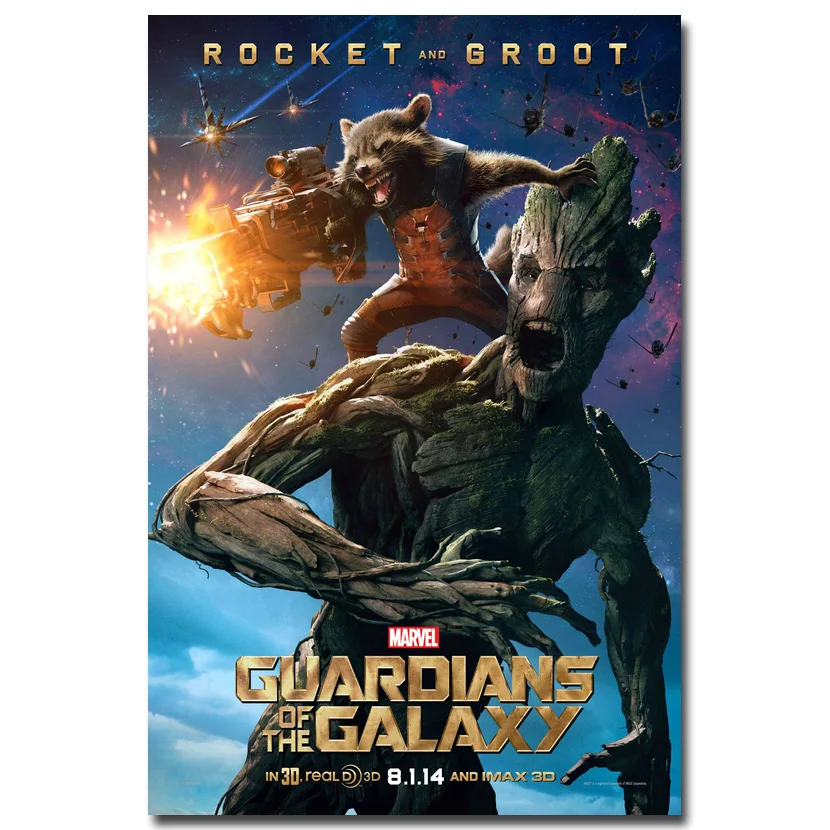 Картина из шелковой ткани ROCKET-Guardian of The Galaxy 13x20 24x36 дюймов фильм о супергероях для