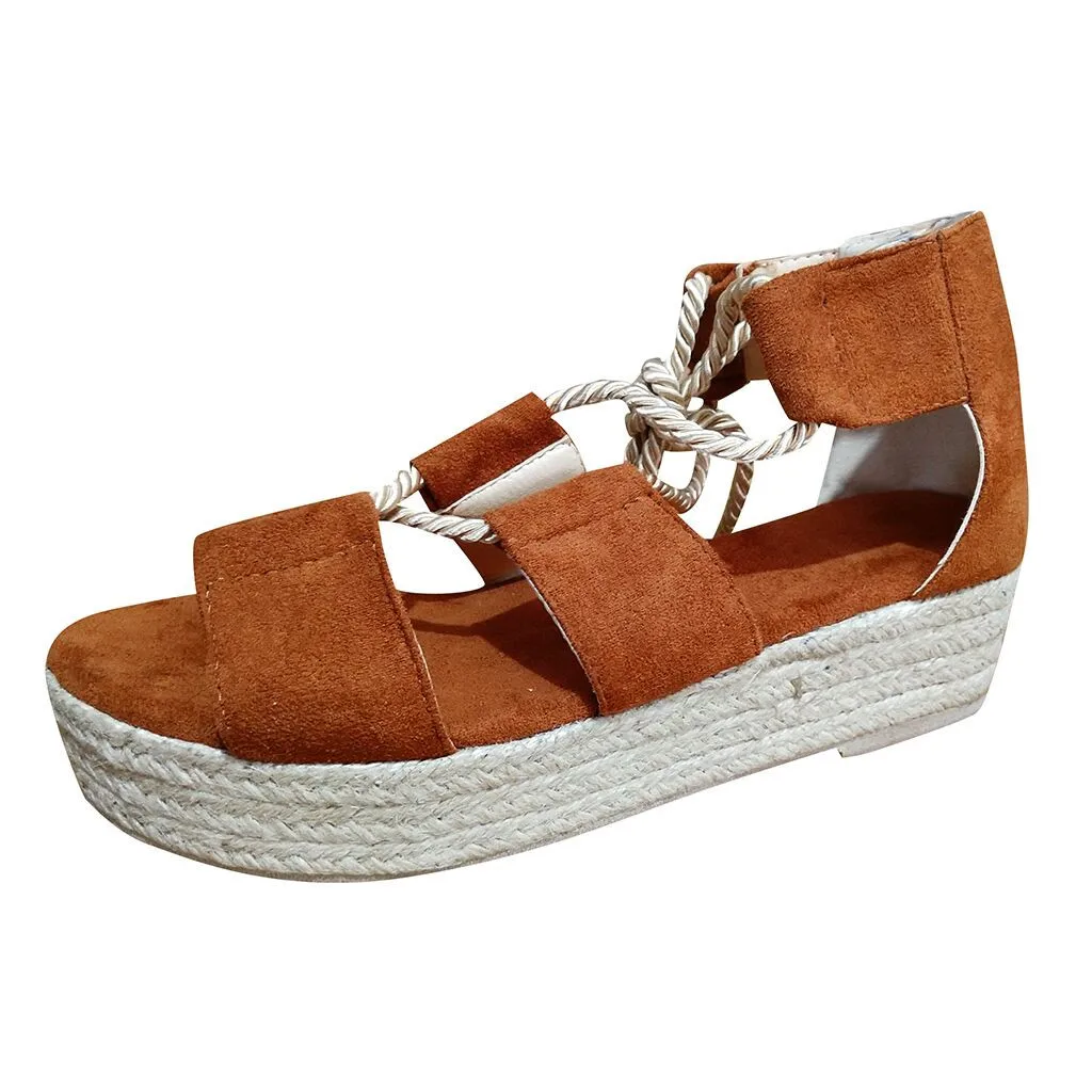 

SAGACE Summer Fashion Ladies Sandals Wedge Flat Beach Shoes High Heels Platform Sandals Gladiator Roman Lace-Up Shoes hot May 27