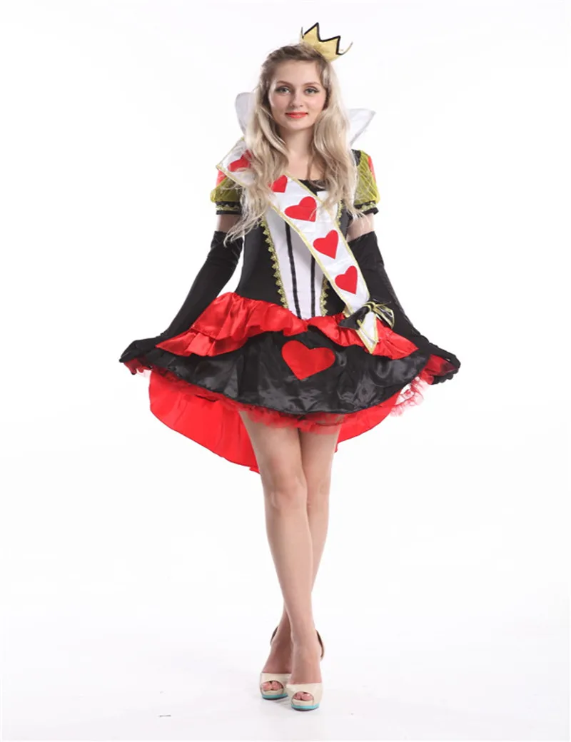 Ladies Alice in Wonderland Queen of Hearts Fancy Dress Costume Size S XLin Game Costumes from