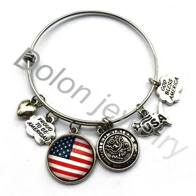 United States Army Charm Bangle Bracelet Wire Adjule Gift For United States Army Charm Bangle Bracelet Wire Adjule Gift For Friends Or Family