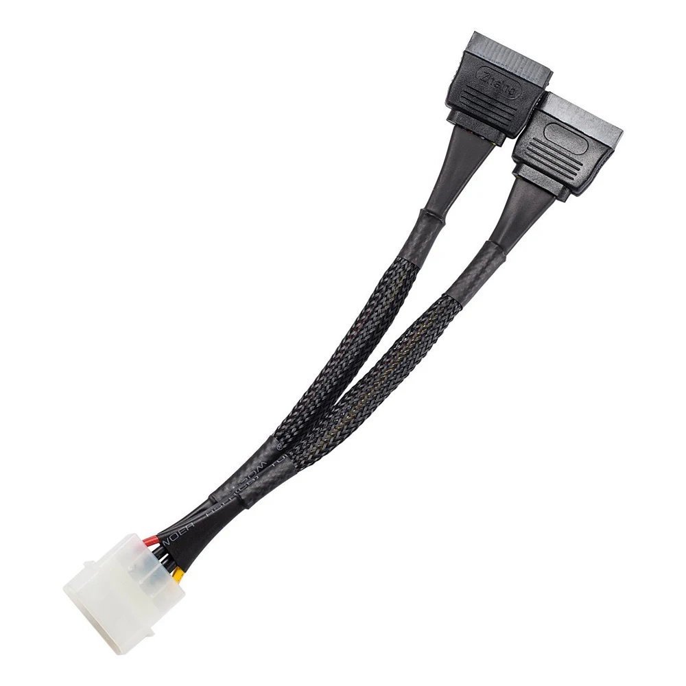 Zheino Serial ATA SATA Power cable 4 Pin to 2 15 Pin SATA Cable Distribution Cable 15cm cable