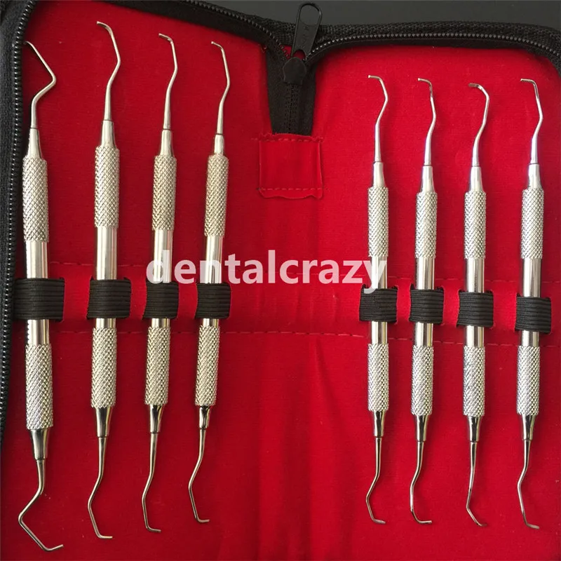 

Dental Gracey curettes Set of 8 Periodontal Scaler Calculus Stainless Steel scaler tool kit teeth cleaning
