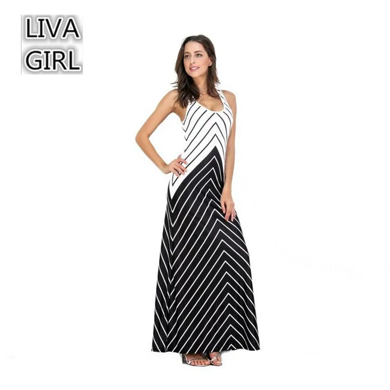 

Fashion Long Party Dress 2017 Summer Tank Dress for women Beach Boho Maxi Dress High Quality Brand Striped Long Dresses Feminine