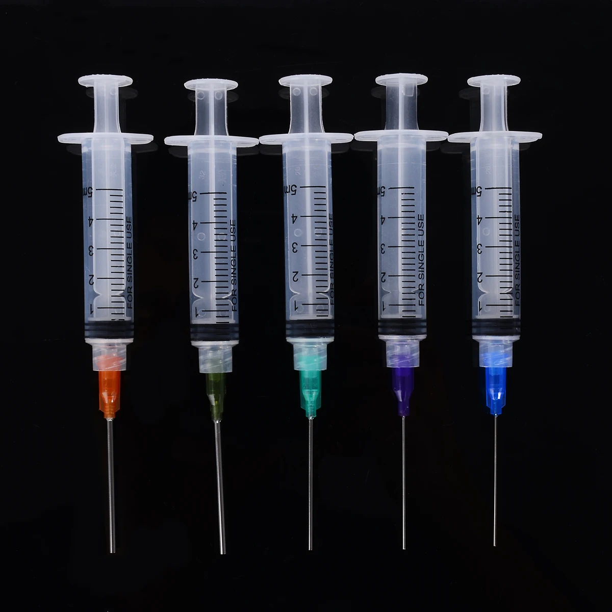 

5pcs New 5ml Capacity Syringe Crimp Sealed-Blunt Needle Tips Transparent Syringes For Industrial Glue Oil Ink