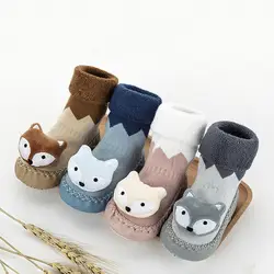 Infantile обувь носки осень-зима хлопок утолщение 0-1-3 лет ребенка малыша мягкой противоскользящей комфорт подошвы дети полы носки