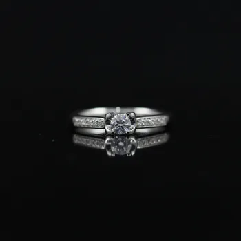 

LASAMERO 0. 19CT FG/SI Round Cut Modern Design Natural Diamond Ring For Women 18k White Gold Certified Engagement Wedding Ring