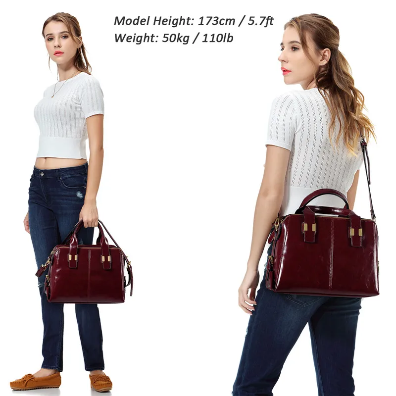 VASCHY Patent Leather Satchel Bag for Women Fashion Top Handle Handbag Work Tote Purse with Triple Compartments Briefcase