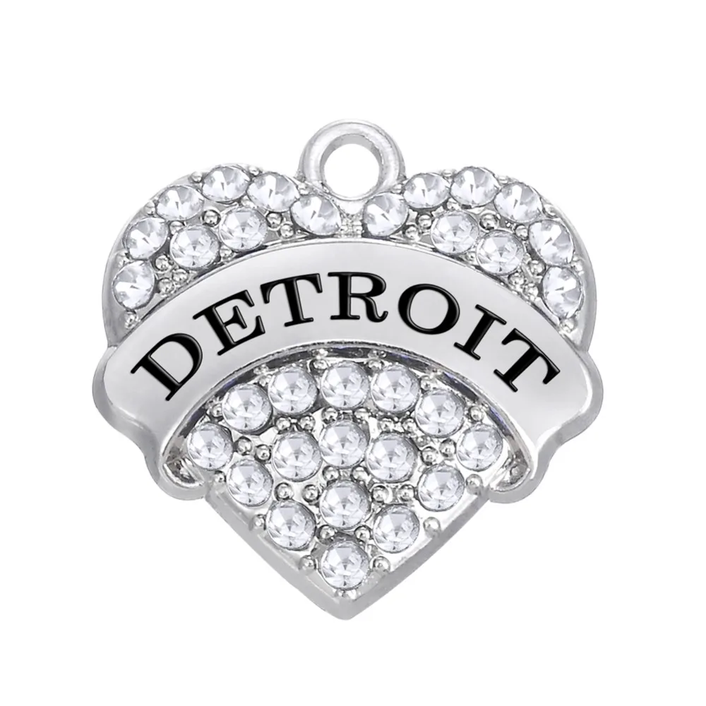

Lemegeton Clear Crystal DETROIT heart shape charm pendant