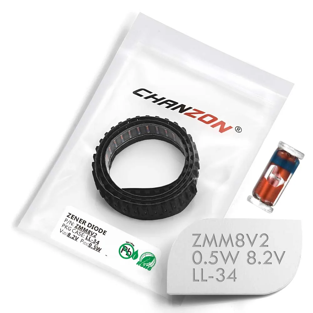 (100 шт.) SMD Диод Зенера 0 5 Вт 8 2 В ZMM8V2 LL 34 (SOD 80 MiniMELF / 1206) вольт ZMM 8V2|Диоды| |