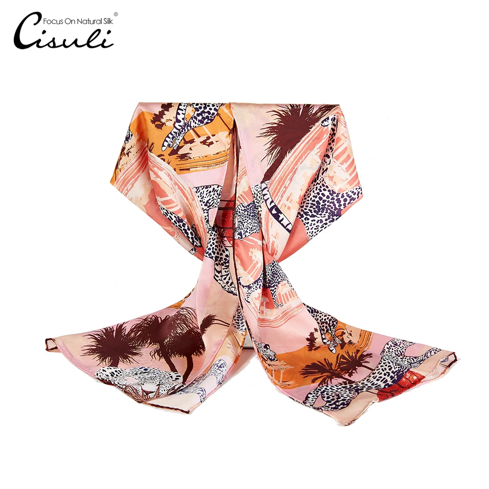 

Scarf Women Foulard Femme Printed Shawl 100% Natural Silk Scarf For Women New Desigual 52X170cm