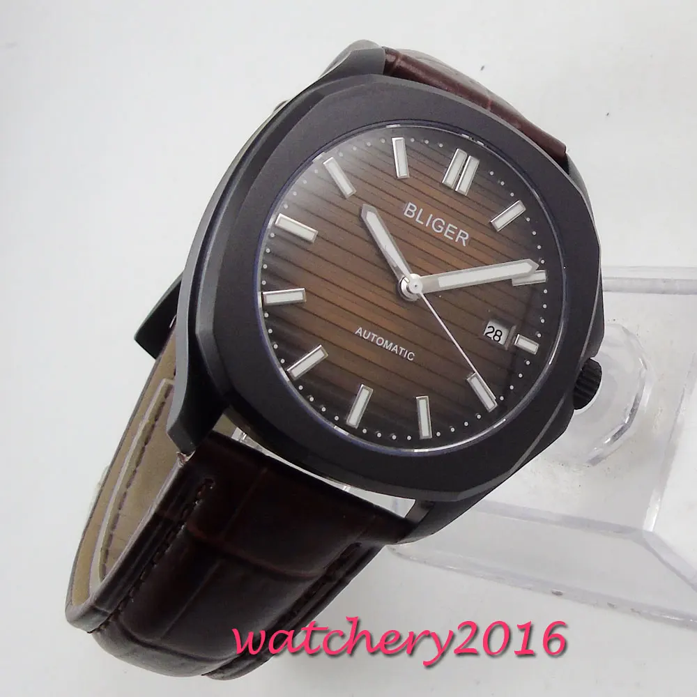 

Bliger Casual Military Top Brand Luxury Watch PVD Sapphire Glass Wristwatch Brown Dial 2019 New Men's Clock Relogio Masculino