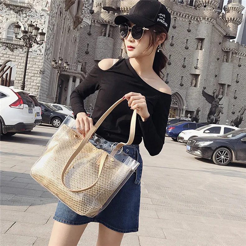 Micom Bali Beach Bag Women Summer Transparent Rattan Shoulder Bag Casual Tote Bags for Women Lady Handbags Bohemia New Arrival (7)