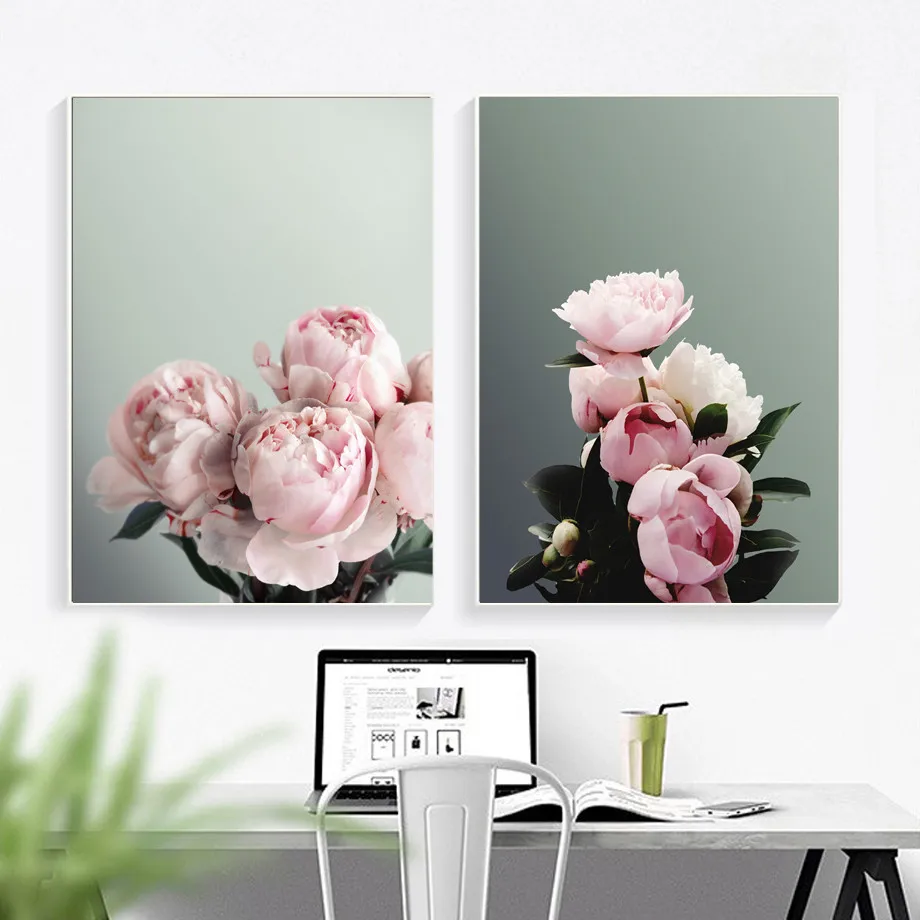 AFFLATUS-Modern-Classic-Pink-Peony-Canvas-Painting-Wall-Art-Posters-And-Prints-Flower-Wall-Picture-For