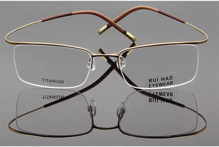 Оправа для очков из чистого титана, Ультралегкая, высокая эластичность, оправа для оптических очков, без винта, дизайн полуоправы, очки 5296