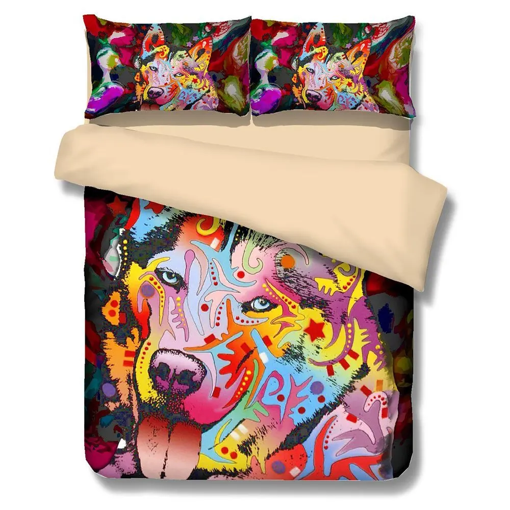 WARMTOUR Cão Abstrato arte 3D jogo do Fundamento Roupas de Cama Capa de Edredão Set Roupa de Cama Popular Cama California