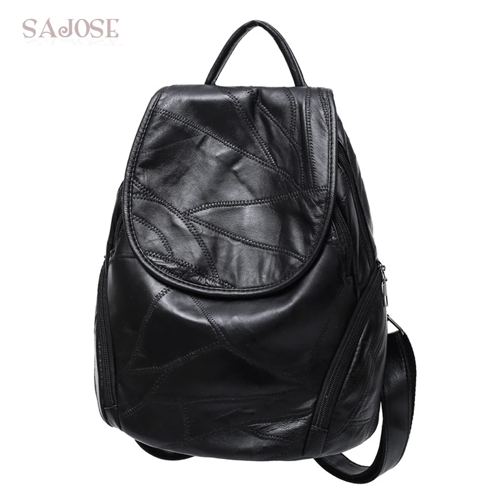 Women Leather backpack Black High Quality Shoulder Student Bag Female Fashion Black School Bag Backpacks DropShipping