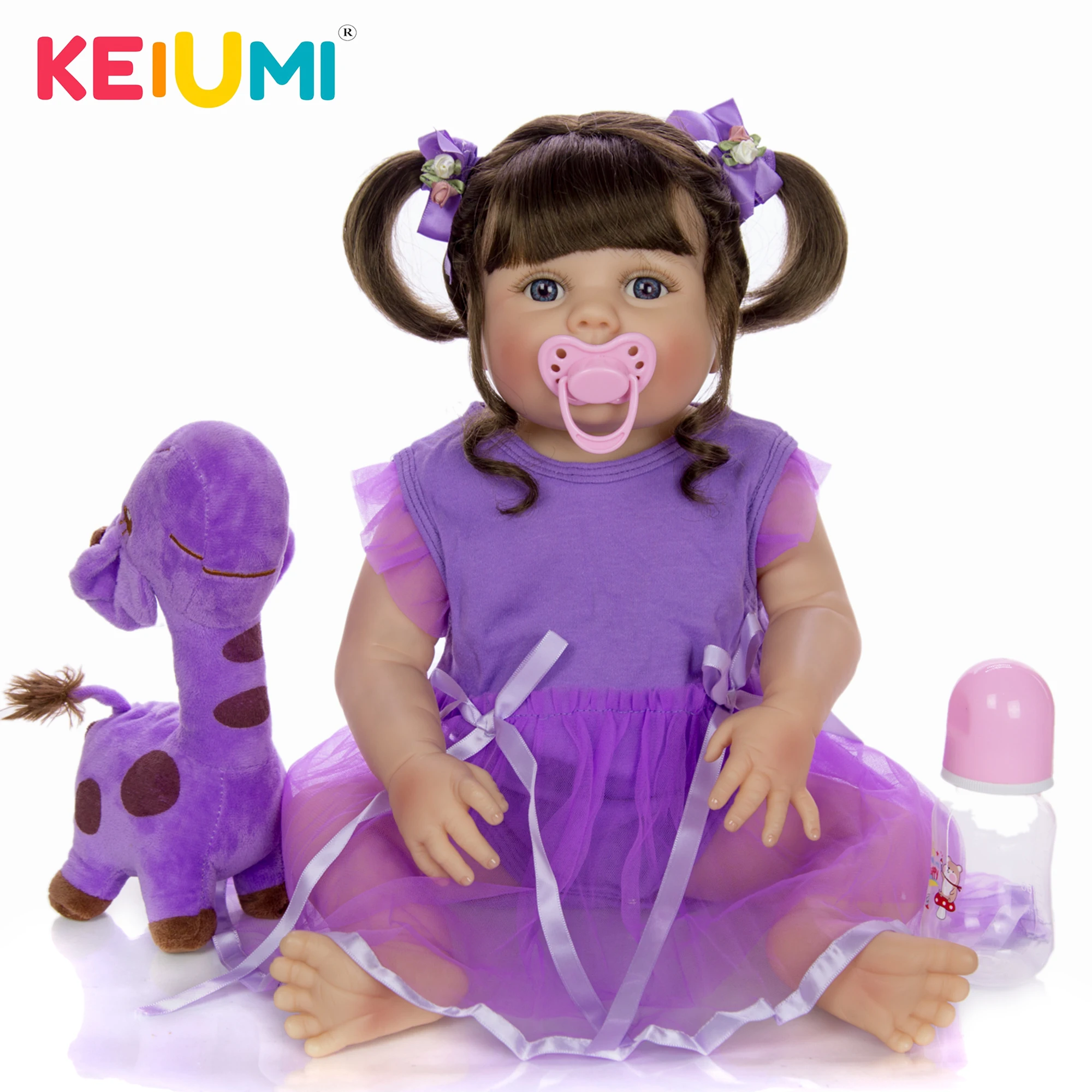 

KEIUMI New Reborn Boneca Full Body Silicone DOLL 23" 57CM Reborn Baby Doll Toys For Girl DIY Gift For Kids Surprise