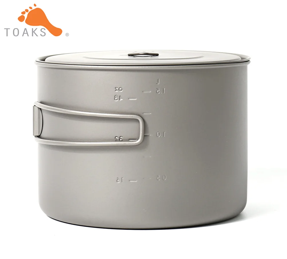 TOAKS POT-1600 Pure Titanium Cookware que acampa al aire libre ollas, se puede utilizar como una copas, cuencos y ollas 1600 ml 194G
