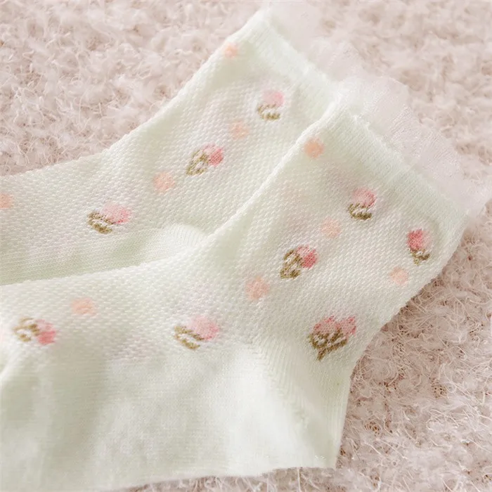 Носки для девочек настоящие 5 пар/лот Весна и лето Детские колготы в сетку маленькие цветы для девочек тонкие носки кружевные A-cll-035-5