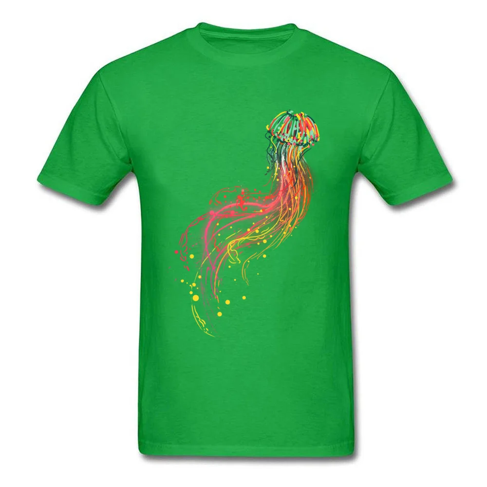 Neon Jellyfish Prevalent Mens Top T-shirts Round Neck Short Sleeve Pure Cotton T Shirt Printed T-shirts Free Shipping Neon Jellyfish green