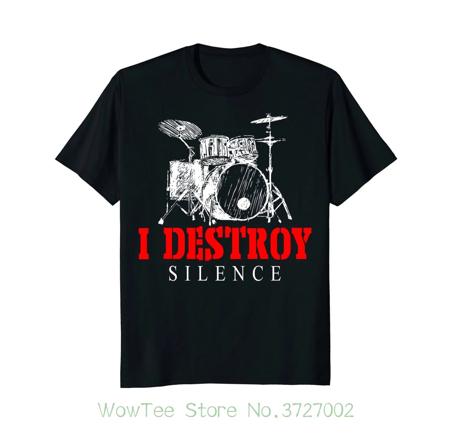 I Destroy Silence Drums T-shirt Drummer Gift O-neck Fashion Casual High Quality Print T Shirt | Мужская одежда