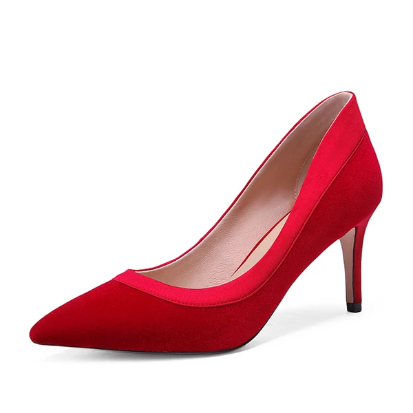 SOPHITINA/шелковые женские туфли-лодочки ручной работы; элегантные туфли с острым носком на тонком каблуке из натуральной кожи; модные однотонные туфли-лодочки; PO203 - Цвет: Red