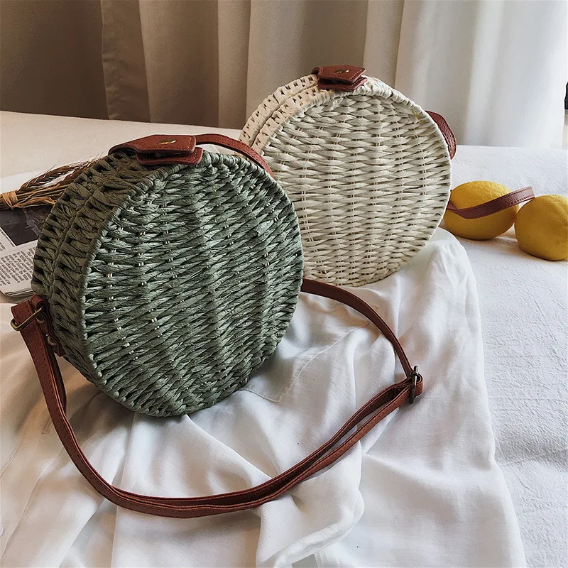 

Female Straw Beach Bag Crossbody Bags For Women 2019 Summer Wicker Designer Handbag Ladies Rattan Flowers Shoulder Messenger Bag