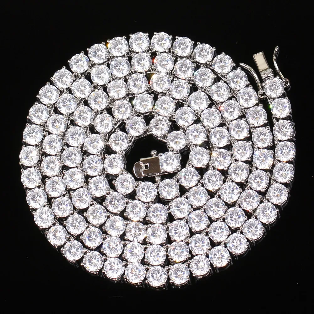 3 мм 4 мм 5 мм высокое качество латунь/медь Циркон теннисная цепь 1 ряд ожерелье хип хоп ювелирные изделия для мужчин CZ ожерелье Iced Out CN033