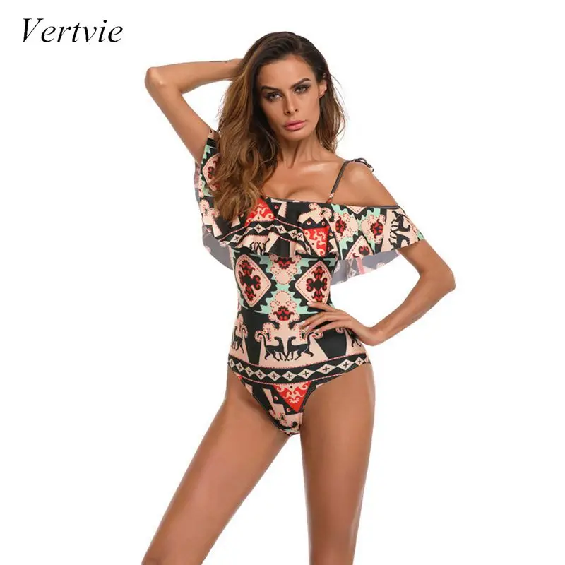 

Vertvie 2019 New Sexy Set High Waist Swimwear Women Biquini Ruffled Swim Bathing Suit White Blue Swimsuit Vintage Bikinis