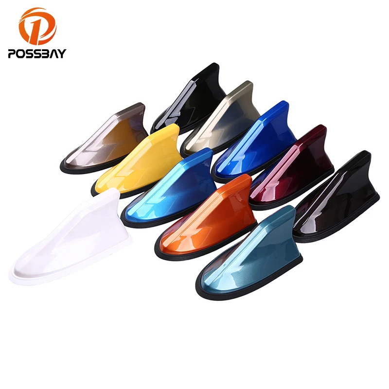 

POSSBAY Car Shark Antennas Aerials Blue/Brown/Yellow/Glossy Black Universal Shark Fin Style Antenna FM Radio Signal Aerial