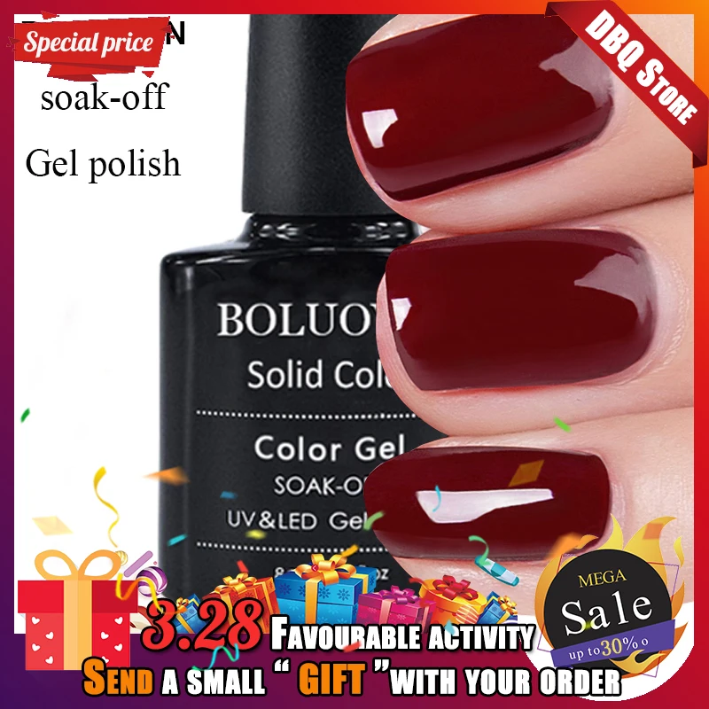 

BOLUOYIN Semi-Permanent 29 Colors UV Gel Nail Lacquer Need UV Lamp Colorful Glue Nail Polish Soak Hybrid Gel Varnish Enamel