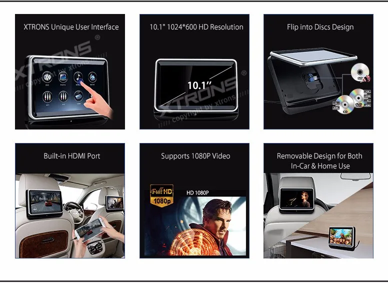 Sale 10.1" Touch Screen Headrest Car DVD Car Headrest DVD Car Headrest Monitor DVD with 1024*600 Resolution & Front Flip Into Disc 1