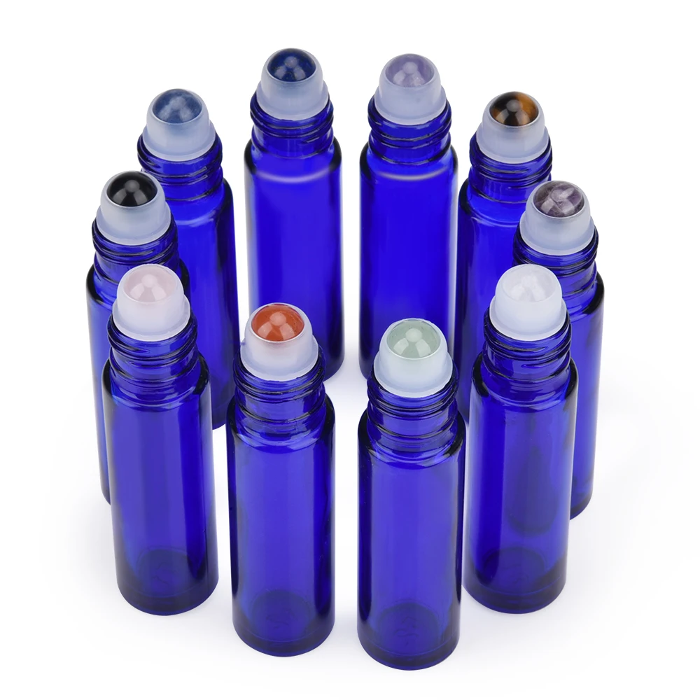 

10PCS 10ml Portable Glass Roller Rollerball Essential Oil Bottles Mist Container Travel Perfume Refillable Home Glass Bottle
