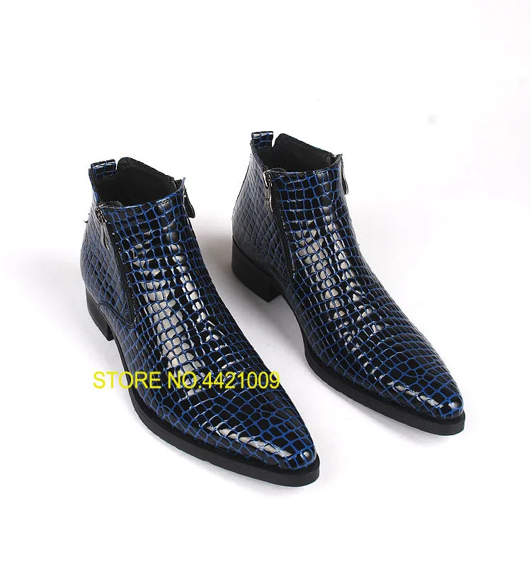 

Autumn Winter Man Fashion Dress Martin Boots Shoes 2018 Male Combat Ankle Motorcycle Booties Black Blue Design Oxfords