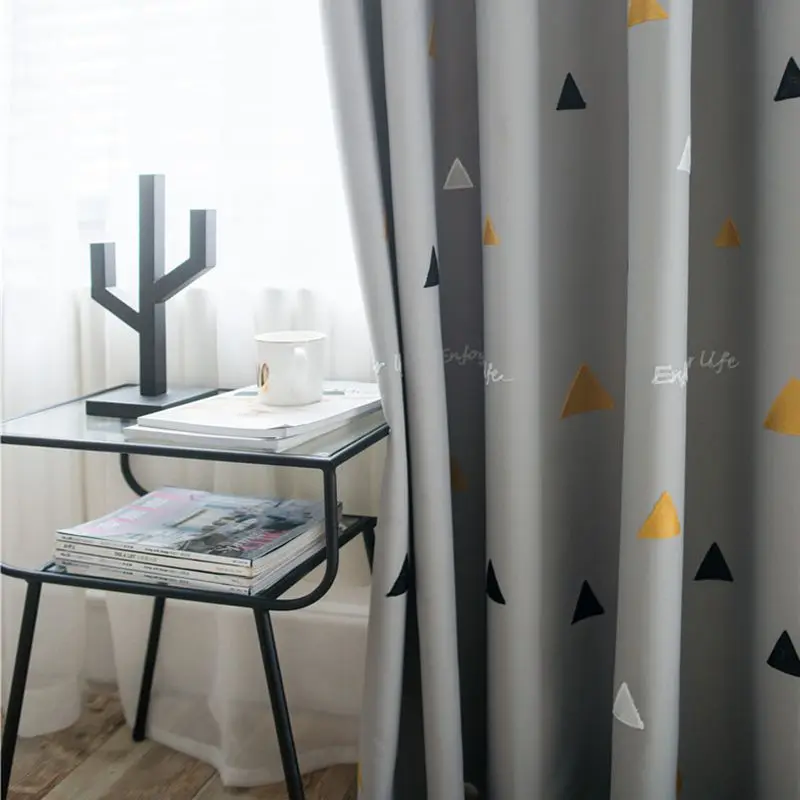 Занавески в скандинавском стиле для гостиной с геометрической вышивкой, занавески, белый полосатый Фатин, DF056-30 - Цвет: Semi-shade cloth