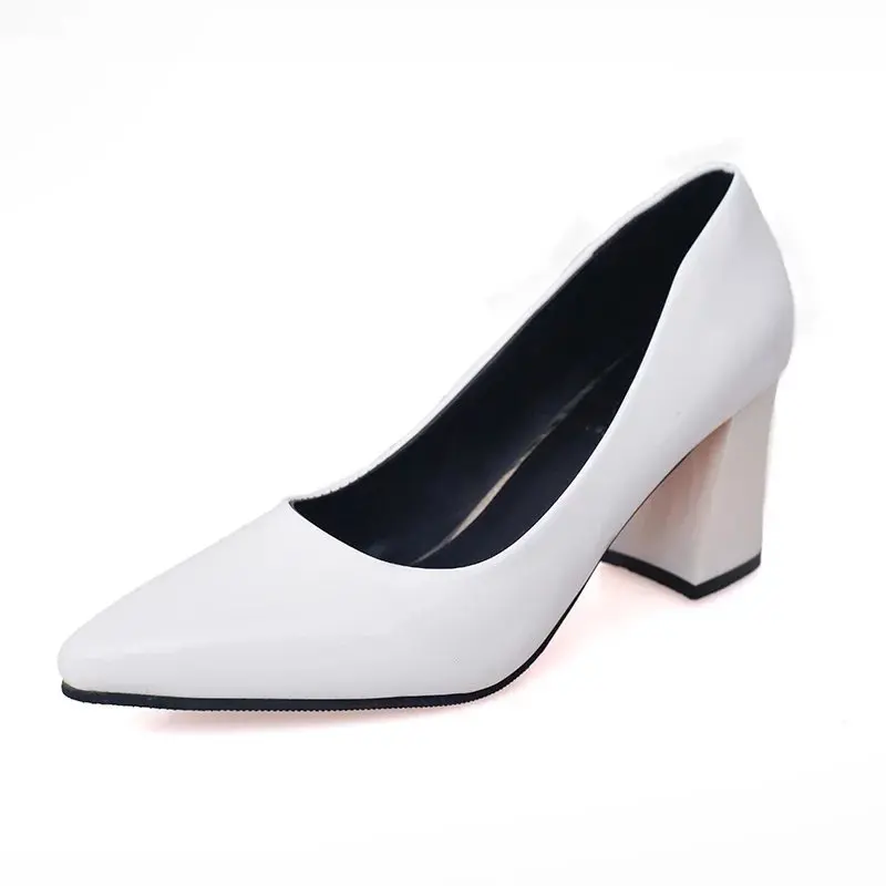 

FEERIJT 2019 spring new fashion casual high heel women's patent leather single shoes female shallow mouth with women's shoes