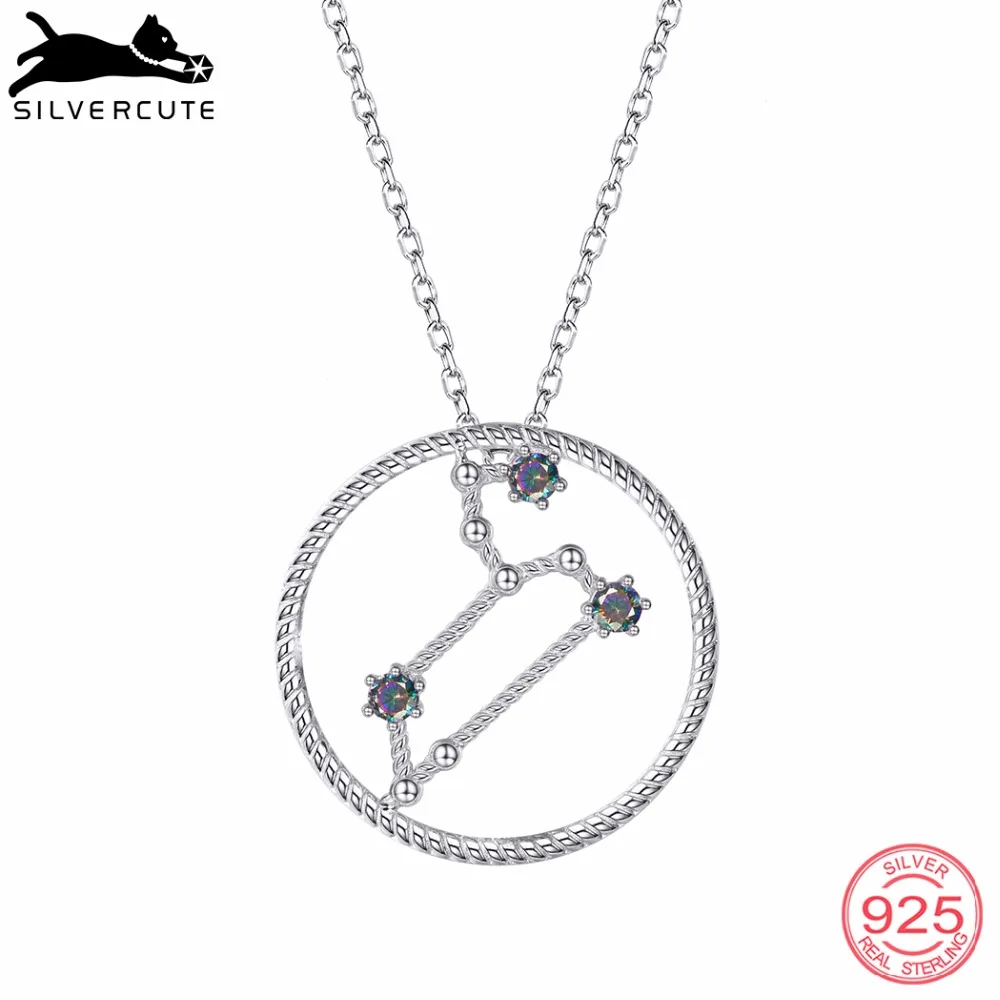 Silvercute 100% Настоящее серебро 925 пробы Созвездие льва ожерелье со подвеской из звезд