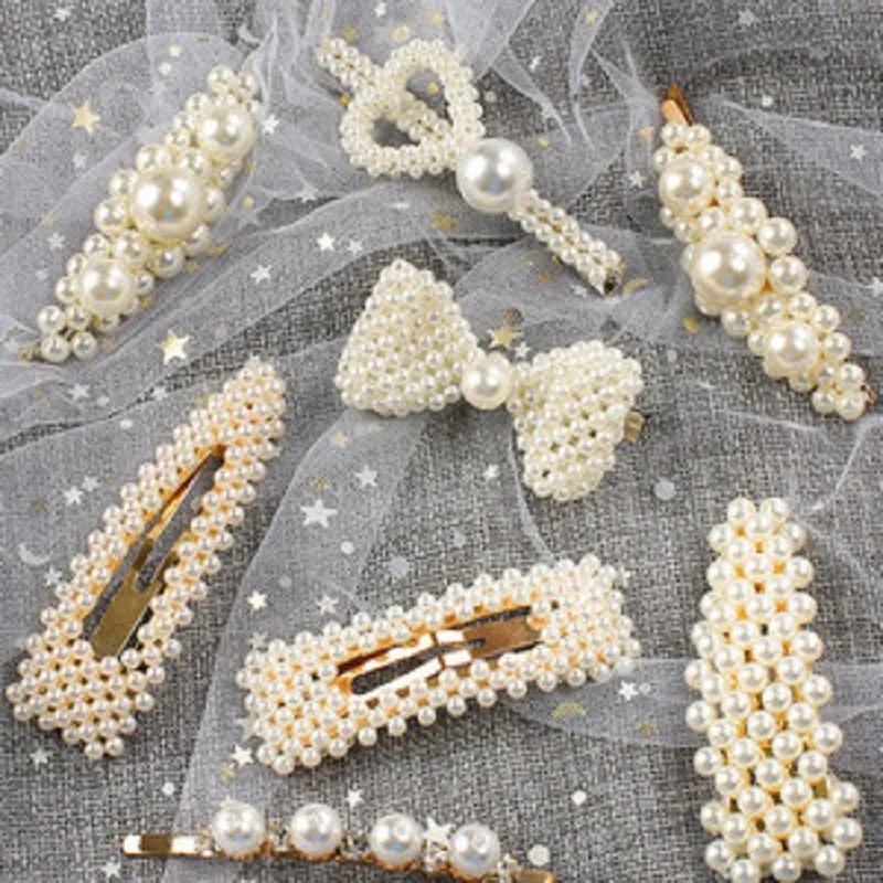 

Fashion Pearl Hair Clip for Women Elegant Korean Design Snap Barrette Stick Hairpin Hair Styling Accessories