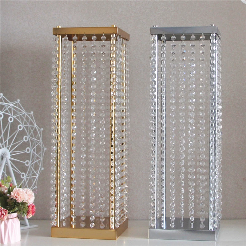 JAROWN Iorn Gold Plated Crystal Bead Chain Square Wedding Main Table Decoration Flower Ball Flower Stand Home Party Decoration (1)