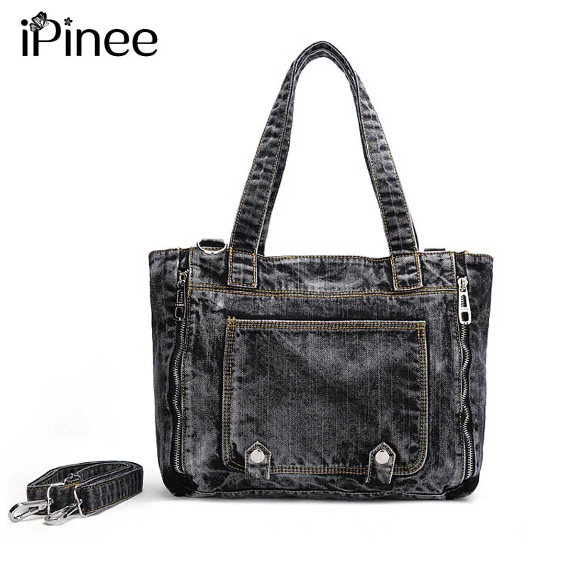 

iPinee Women Bag Large Capacity Punk Denim Handbag Korean Fashion Casual Shoulder Messenger Bag Lady Cool Jeans Tote Bolsas