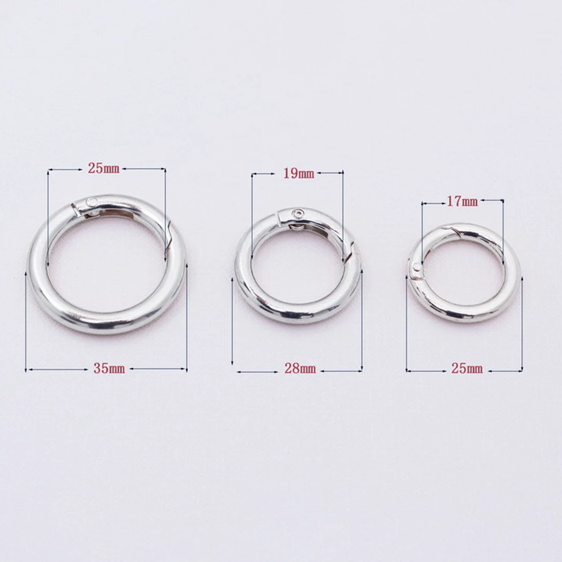 6pcs 25mm Gate Spring O-Ring Buckles Clips EDC Carabiner Push Trigger Snap Hooks
