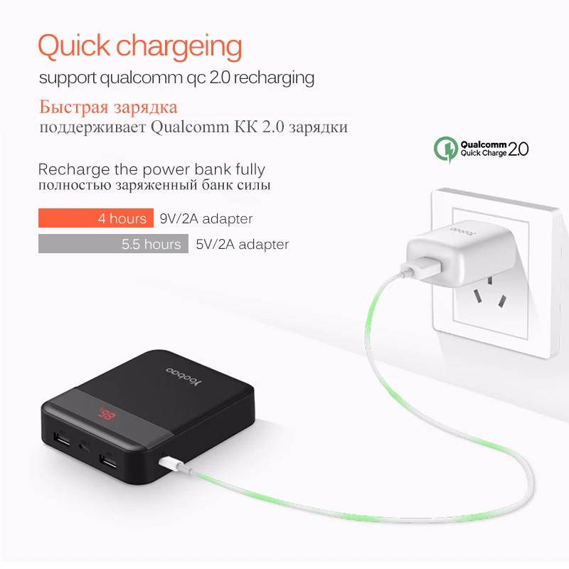 Yoobao внешний аккумулятор 10000 мАч для Xiaomi Quick Charge 3,0 Pover Bank портативное зарядное устройство Внешний аккумулятор для iPhone 7 8 X повербанк