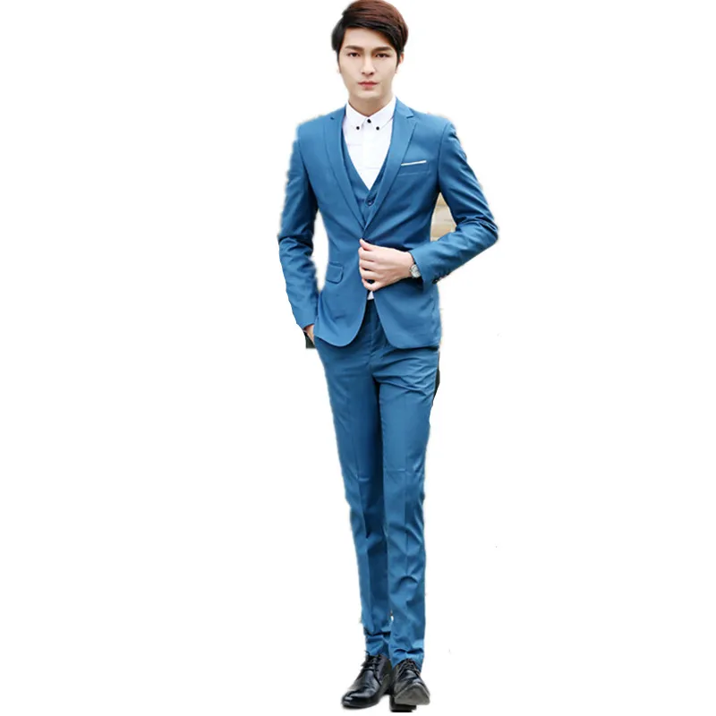 high qulity mens wedding suits pure color the groom wedding dress men's suit formal suits three-piece (jacket + pants + vest)