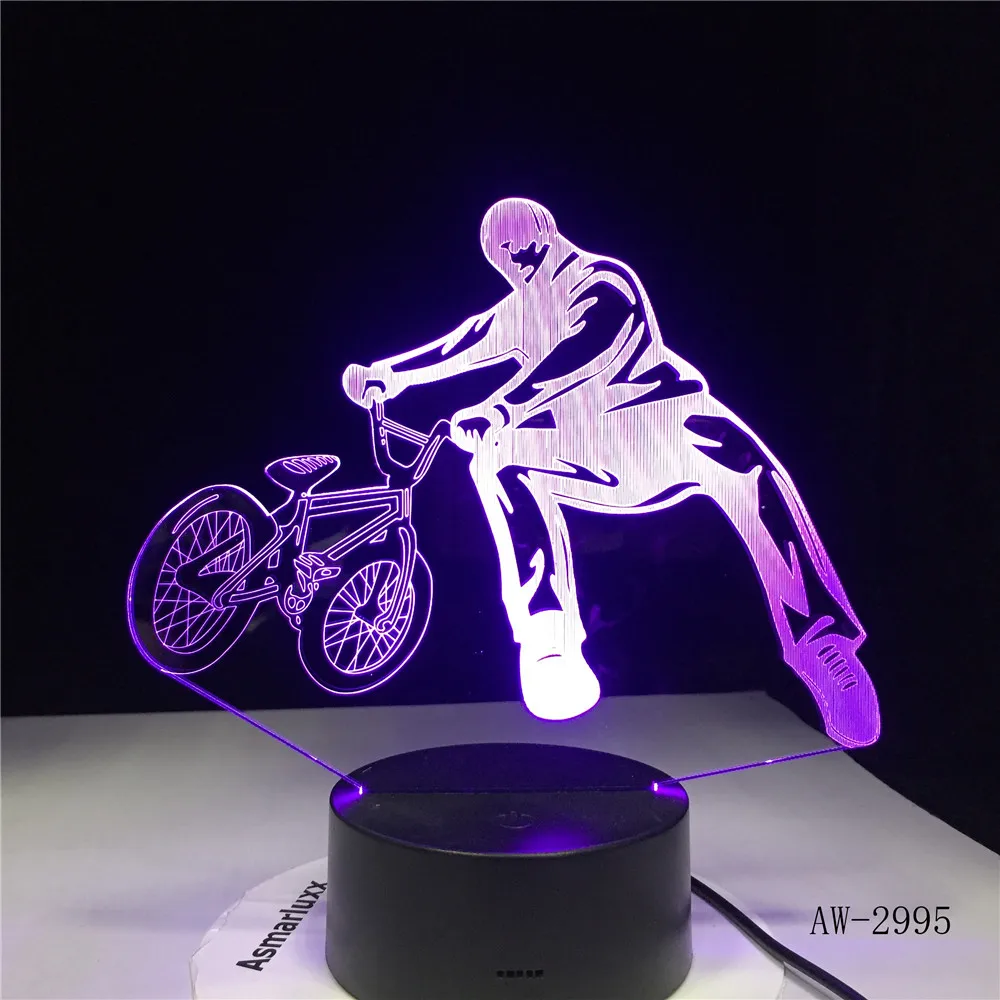 Напольная настольная лампа BMX Trickster прикроватный декор 3D велосипедный светильник