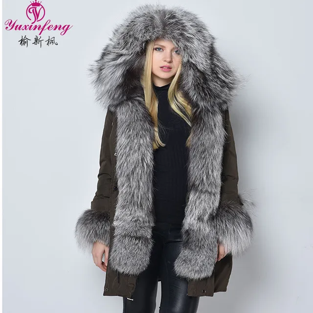 Cheap 2016 New Real Fox Fur Collar Hooded Women's Winter Jacket anc Coat Warm White duck Down Coats Plus Size Female Snow Parkas Green