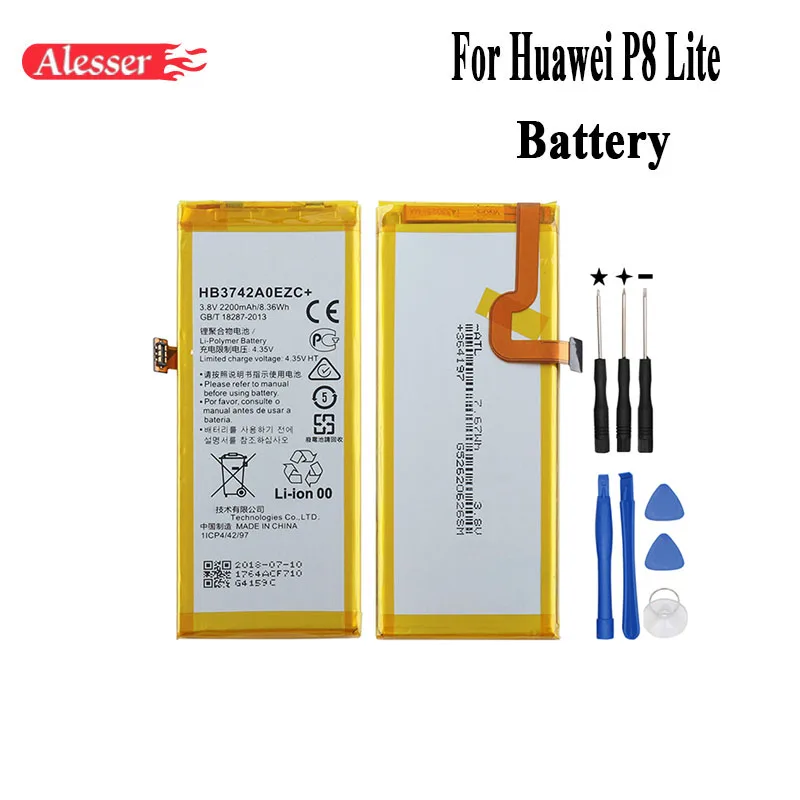 

Alesser Battery For Huawei P8 Lite Phone Batteries HB3742A0EZC 2200mAh Replacement Backup Bateria For Huawei Ascend P8 Lite