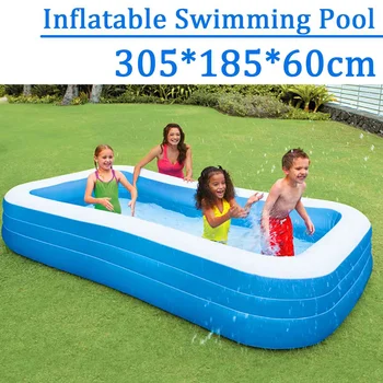 

305x185x60cm Kids inflatable Pool Children's Home Use Paddling Pool Large Size Inflatable Square Swimming Pool Heat Preservation
