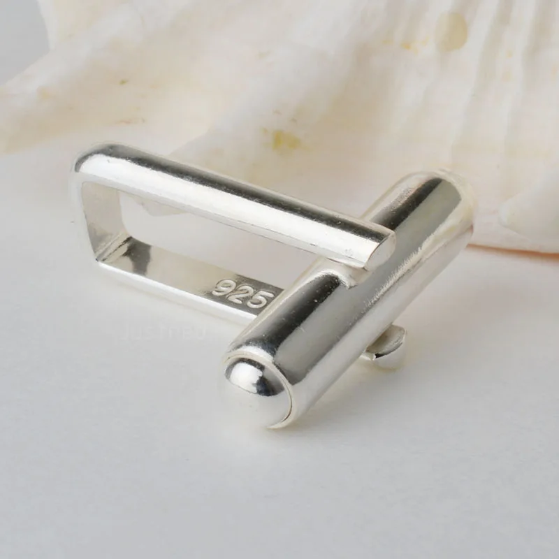 1piece,Solid 925 Sterling Silver Cufflink Fitting Base Round Bar with U Arm Assembled, DIY components