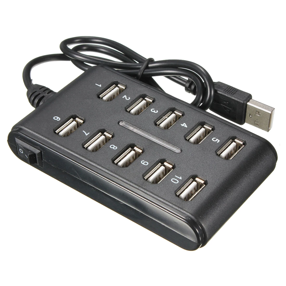 Black 10 port usb 2 0 high speed hub power adapter extension cable for